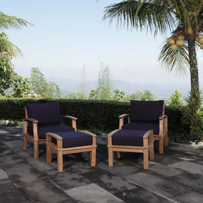 Marina Natural/Navy 4 Piece Outdoor Patio Teak Set - 55x65" - Ornate Home