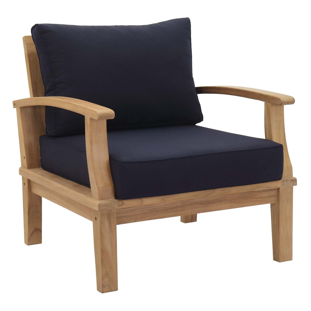 Marina Natural/Navy 4 Piece Outdoor Patio Teak Set - 55x65" - Ornate Home