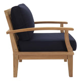 Marina Natural/Navy 4 Piece Outdoor Patio Teak Set - 55x65" - Ornate Home