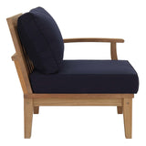 Marina Natural/Navy 4 Piece Outdoor Patio Teak Set - 65x86.5" - Ornate Home