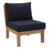 Marina Natural/Navy 9 Piece Outdoor Patio Teak Set - Ornate Home
