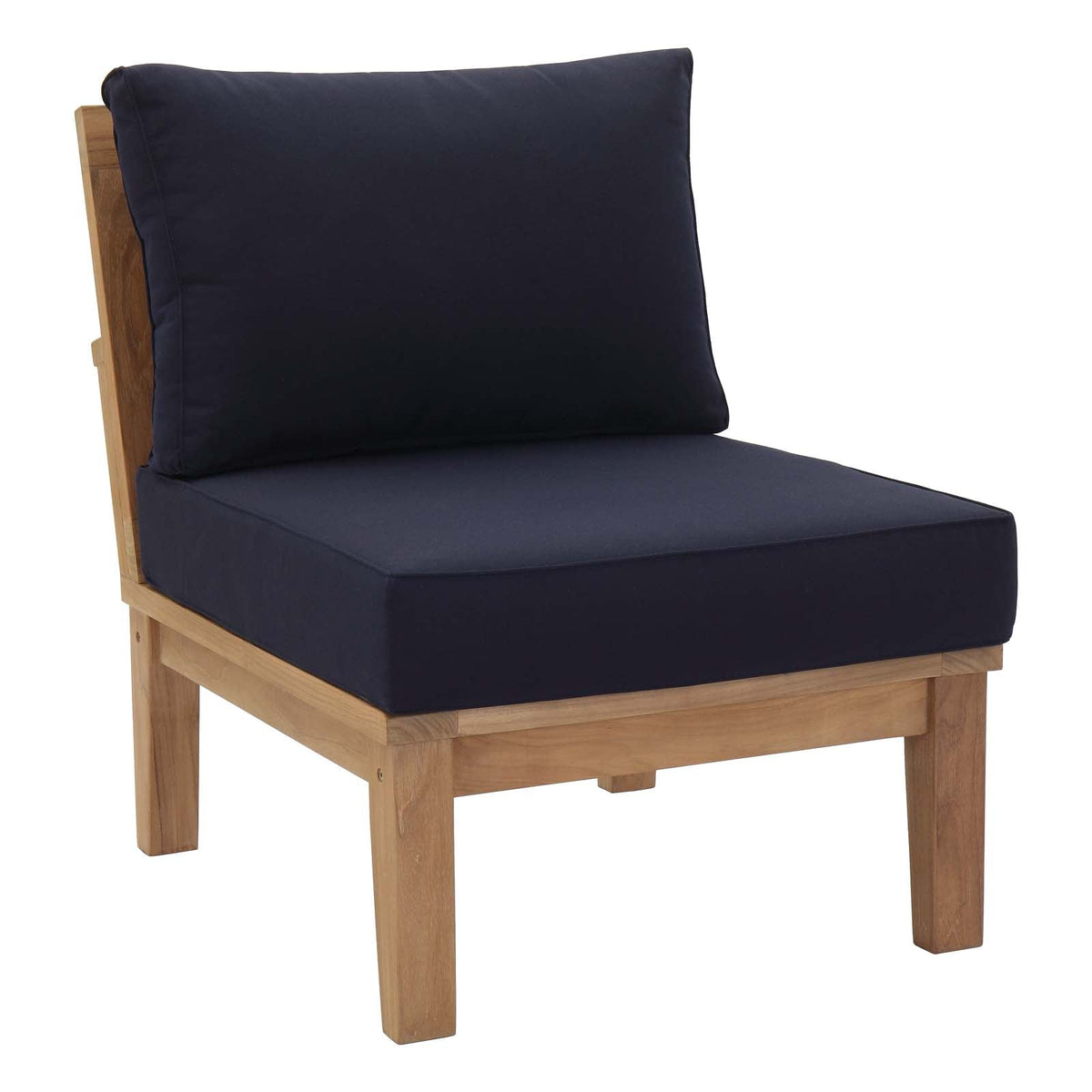 Marina Natural/Navy 9 Piece Outdoor Patio Teak Set - Ornate Home