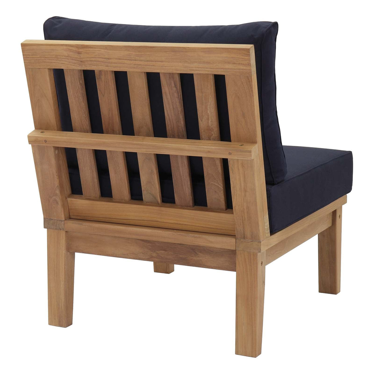 Marina Natural/Navy Armless Outdoor Patio Teak Sofa - Ornate Home