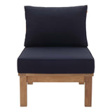 Marina Natural/Navy Armless Outdoor Patio Teak Sofa - Ornate Home