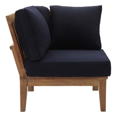 Marina Natural/Navy Outdoor Patio Teak Corner Sofa - Ornate Home