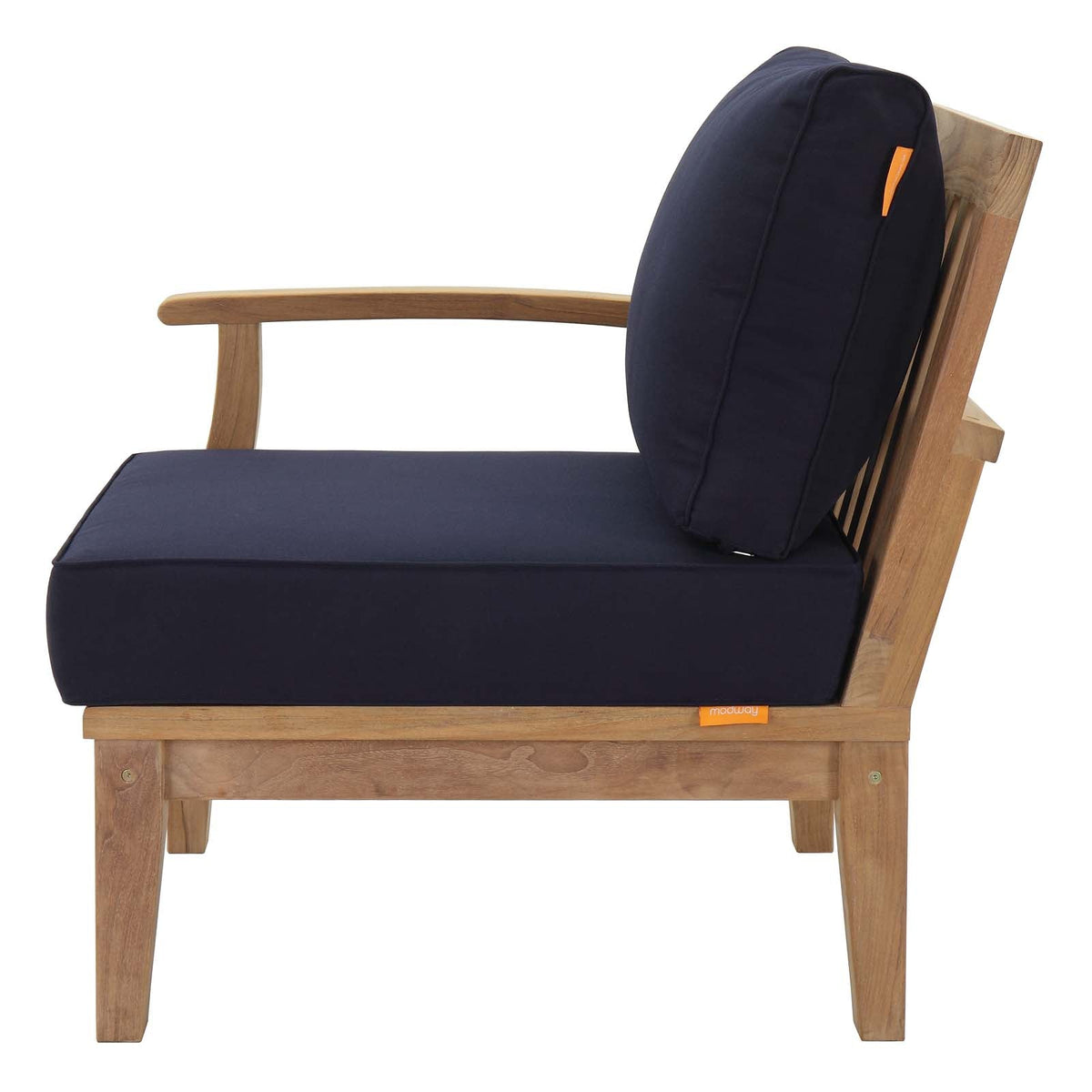Marina Natural/Navy Outdoor Patio Teak Left-Facing Sofa - Ornate Home