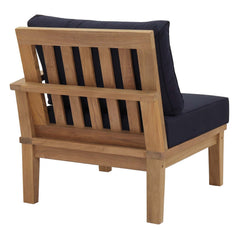 Marina Natural/Navy Outdoor Patio Teak Right-Facing Sofa - Ornate Home