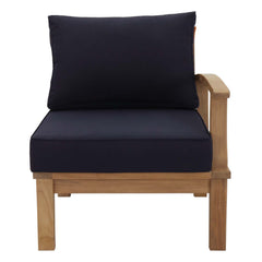 Marina Natural/Navy Outdoor Patio Teak Right-Facing Sofa - Ornate Home