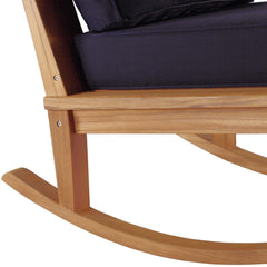 Marina Natural/Navy Outdoor Patio Teak Rocking Chair - Ornate Home