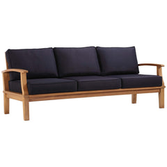Marina Natural/Navy Outdoor Patio Teak Sofa - Ornate Home