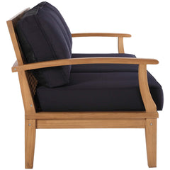 Marina Natural/Navy Outdoor Patio Teak Sofa - Ornate Home