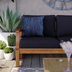 Marina Natural/Navy Outdoor Patio Teak Sofa - Ornate Home