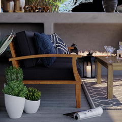 Marina Natural/Navy Outdoor Patio Teak Sofa - Ornate Home