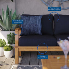 Marina Natural/Navy Outdoor Patio Teak Sofa - Ornate Home