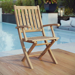 Marina Natural Outdoor Patio Teak Folding Chair - 23x25" - Ornate Home