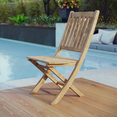 Marina Natural Outdoor Patio Teak Folding Chair - 25x19" - Ornate Home