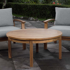 Marina Natural Outdoor Patio Teak Round Coffee Table - Ornate Home
