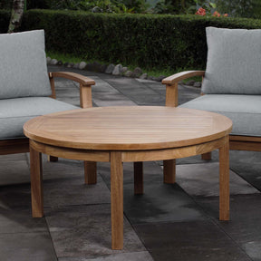Marina Natural Outdoor Patio Teak Round Coffee Table - Ornate Home