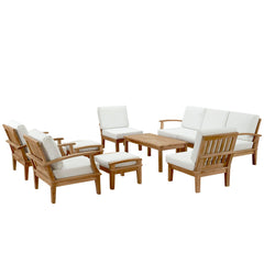 Marina Natural/White 10 Piece Outdoor Patio Teak Set - 150x120" - Ornate Home
