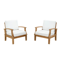 Marina Natural/White 2 Piece Outdoor Patio Teak Set - 32.5x45" - Ornate Home