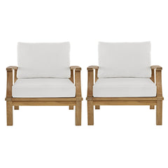 Marina Natural/White 2 Piece Outdoor Patio Teak Set - 32.5x45" - Ornate Home