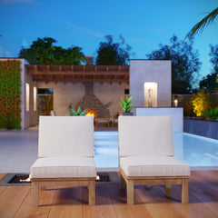 Marina Natural/White 2 Piece Outdoor Patio Teak Set - 32.5x53" - Ornate Home