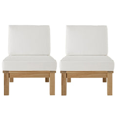 Marina Natural/White 2 Piece Outdoor Patio Teak Set - 32.5x53" - Ornate Home