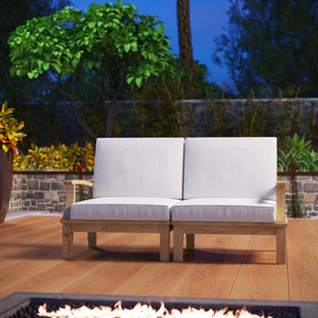 Marina Natural/White 2 Piece Outdoor Patio Teak Set - 32.5x57" - Ornate Home