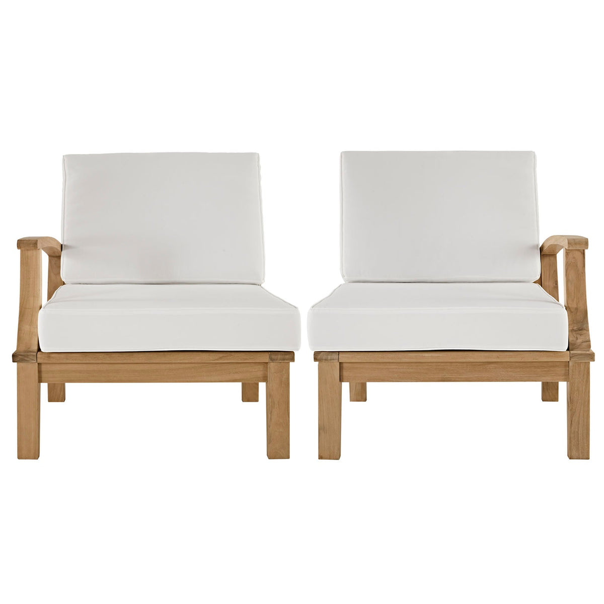 Marina Natural/White 2 Piece Outdoor Patio Teak Set - 32.5x57" - Ornate Home