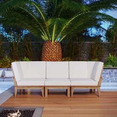 Marina Natural/White 3 Piece Outdoor Patio Teak Set - 36x97.5" - Ornate Home
