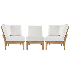 Marina Natural/White 3 Piece Outdoor Patio Teak Set - 36x97.5" - Ornate Home
