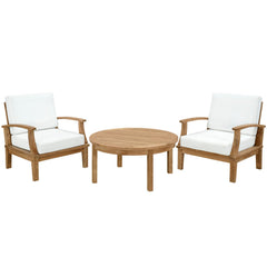 Marina Natural/White 3 Piece Outdoor Patio Teak Set - 40x105" - Ornate Home