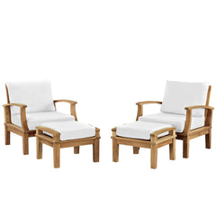 Marina Natural/White 4 Piece Outdoor Patio Teak Set - 55x65" - Ornate Home