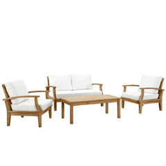 Marina Natural/White 4 Piece Outdoor Patio Teak Set - 56x110" - Ornate Home