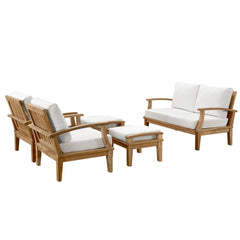 Marina Natural/White 5 Piece Outdoor Patio Teak Set - 65x121.5" - Ornate Home