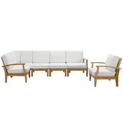 Marina Natural/White 6 Piece Outdoor Patio Teak Set - 65x120" - Ornate Home