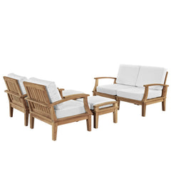 Marina Natural/White 6 Piece Outdoor Patio Teak Set - 65x86.5" - Ornate Home