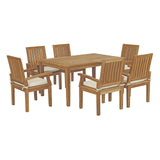 Marina Natural/White 7 Piece Outdoor Patio Teak Dining Set - 89x109" - Ornate Home