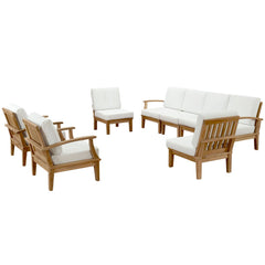 Marina Natural/White 8 Piece Outdoor Patio Teak Set - 193x118" - Ornate Home
