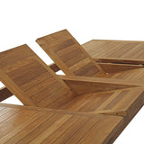 Marina Natural/White 9 Piece Outdoor Patio Teak Dining Set - 108.5x146.5" - Ornate Home