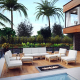 Marina Natural/White 9 Piece Outdoor Patio Teak Set - Ornate Home