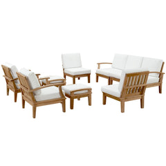 Marina Natural/White 9 Piece Outdoor Patio Teak Set - Ornate Home