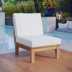 Marina Natural/White Armless Outdoor Patio Teak Sofa - Ornate Home