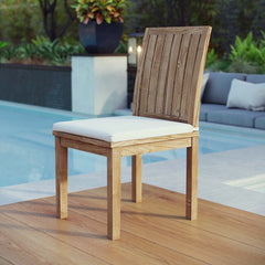 Marina Natural/White Outdoor Patio Teak Dining Chair - 19x24.5" - Ornate Home