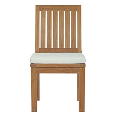 Marina Natural/White Outdoor Patio Teak Dining Chair - 19x24.5" - Ornate Home