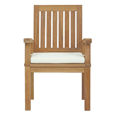 Marina Natural/White Outdoor Patio Teak Dining Chair - 24.5x24.5" - Ornate Home