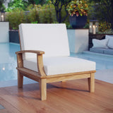 Marina Natural/White Outdoor Patio Teak Left-Facing Sofa - Ornate Home