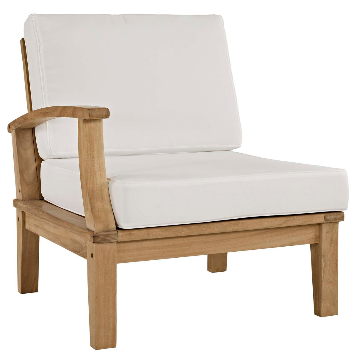 Marina Natural/White Outdoor Patio Teak Left-Facing Sofa - Ornate Home