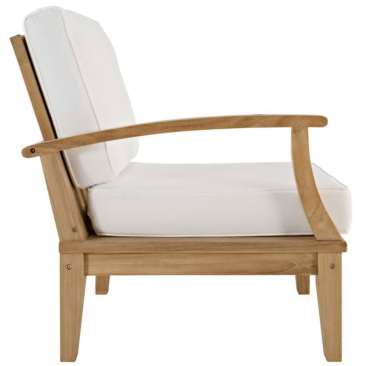 Marina Natural/White Outdoor Patio Teak Left-Facing Sofa - Ornate Home