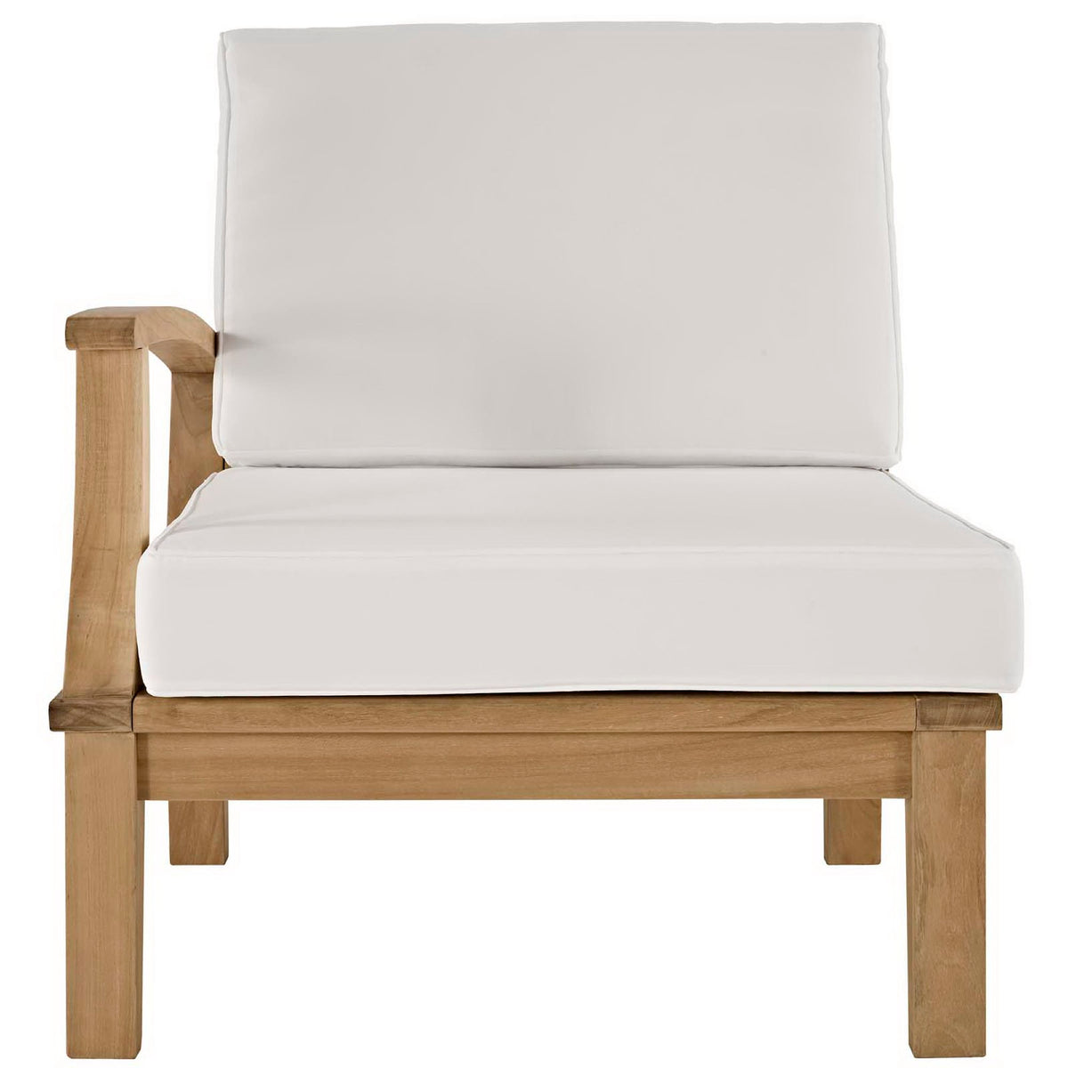 Marina Natural/White Outdoor Patio Teak Left-Facing Sofa - Ornate Home
